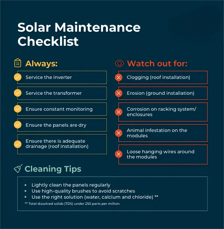 Maintenance checklist