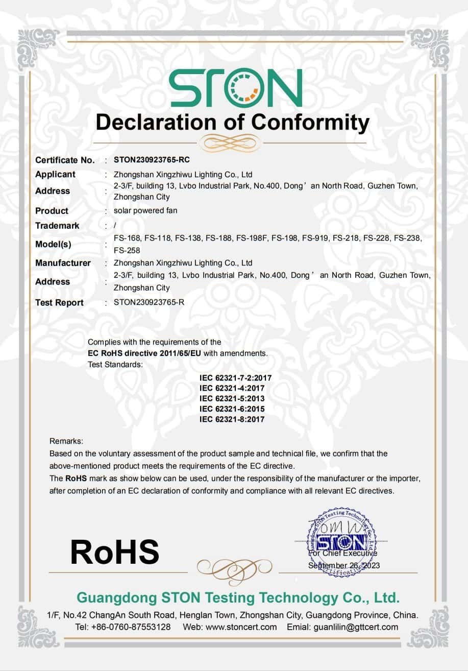 ROHS certificate